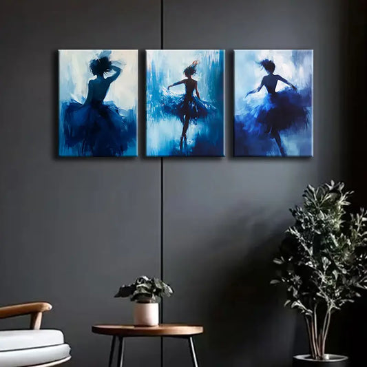 3pcs Blue Ballet Dancer Metal Print Ready to Hang Art