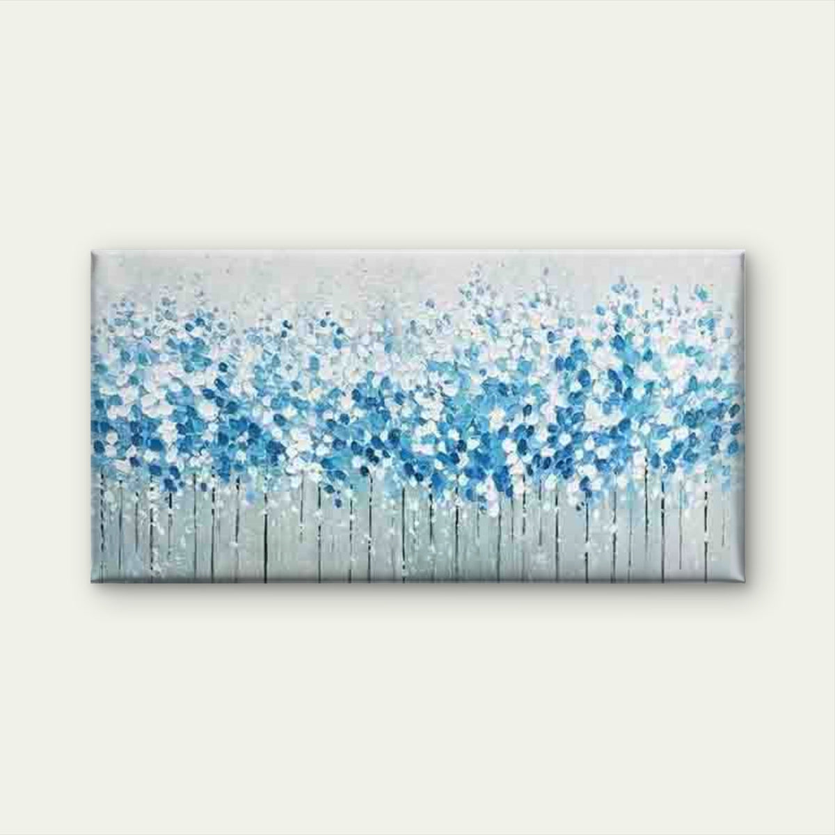 Blue and White Abstract Tree Wall Art Canvas Office Home Room Framed 120x60cm