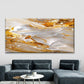 Abstract Gold and White Fluid Wall Art Canvas Office Home Room Framed 120x60cm