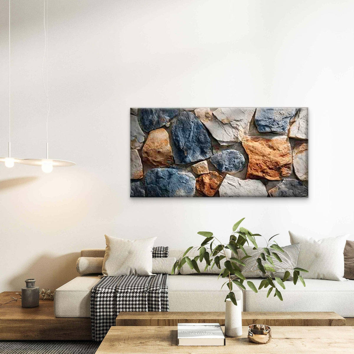Colorful Rustic Stone Wall Art Canvas Office Home Room Framed 120x60cm