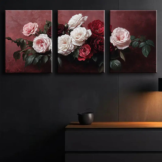 3pcs Colorful Roses Design Metal Print Ready to Hang Art