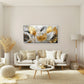 Golden Feathers on a Gray Back Wall Art Canvas Office Home Room Framed 120x60cm