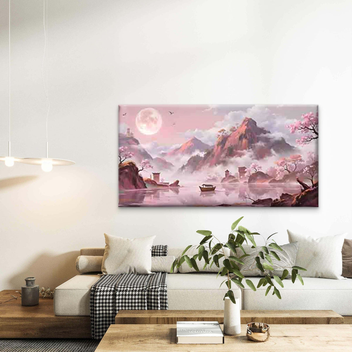 Dreamy Chinese-Style Landscape Wall Art Canvas Office Home Room Framed 80x45cm