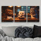 3pcs Bear Kitchen Scene Metal Print Ready to Hang Art