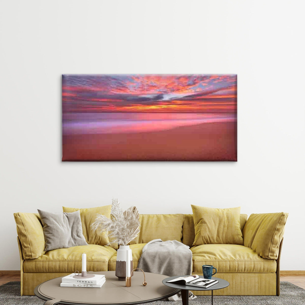 Modern Beach Ocean Horizon Wall Art Canvas Office Home Room Framed 120x60cm