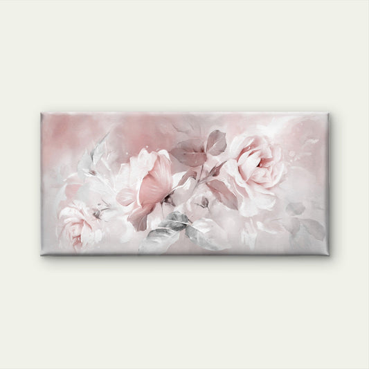 Pink Rose Floral Soft Bunch Wall Art Canvas Office Home Room Framed 80x45cm
