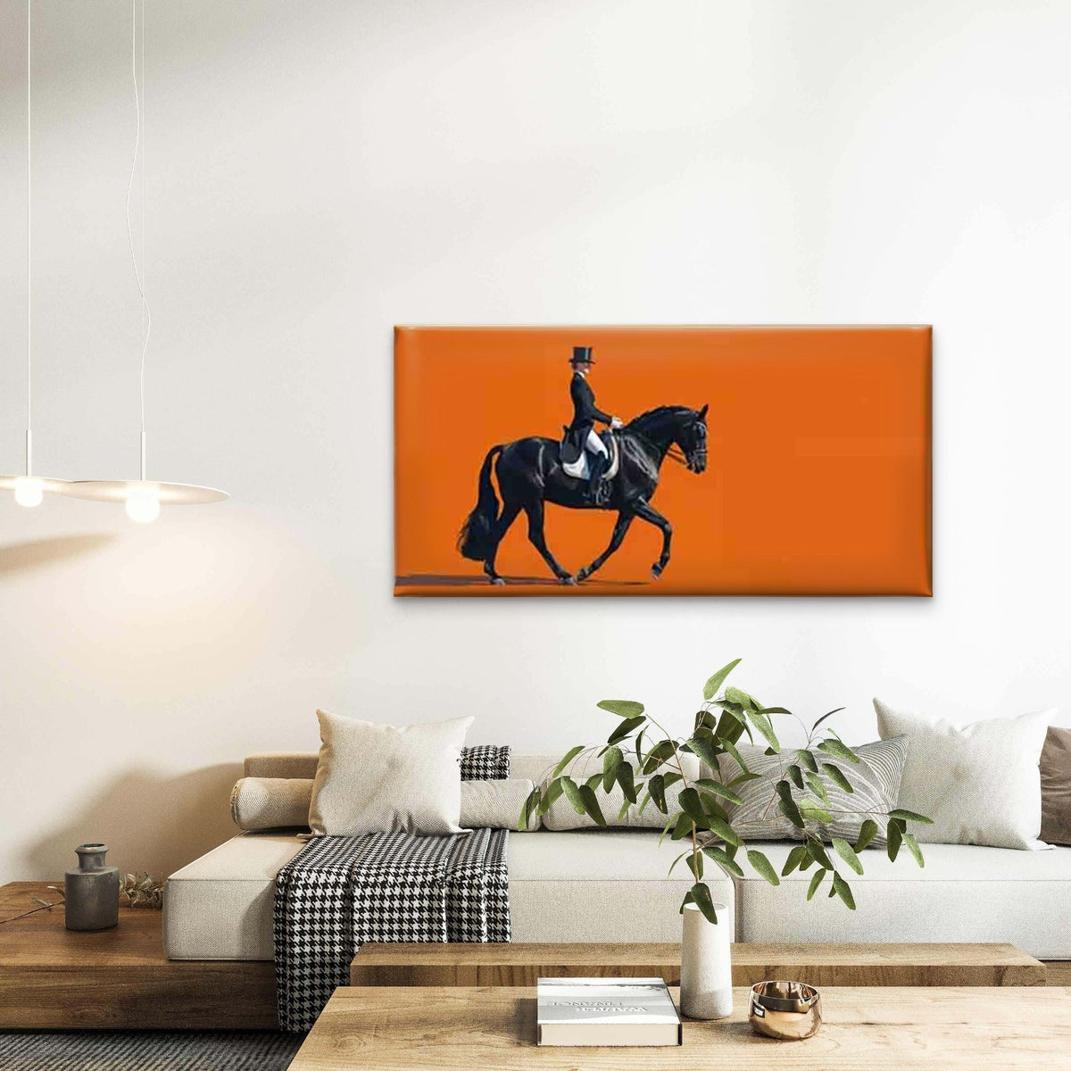 Elegant Equestrian Dressage Wall Art Canvas Office Home Room Framed 120x60cm