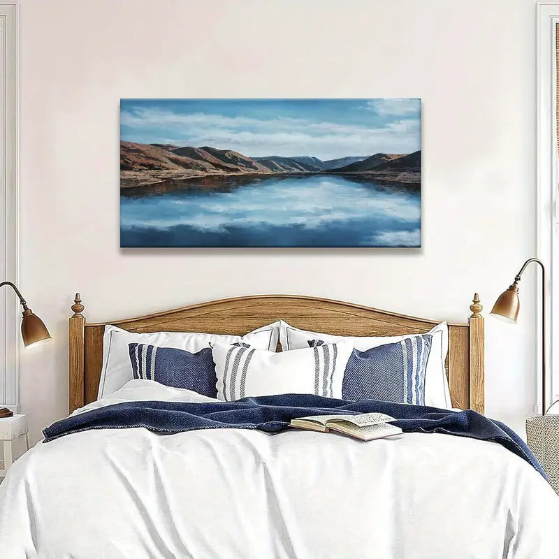 Moraine Lake & Mountain Vibrant Blue Waters Wall Art canvas office home room framed 120x60cm
