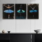 3pcs Blue Ballet Dancer Metal Print Ready to Hang Art