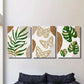 3pcs Palm Leaf, Butterfly Design in Beige, White, and Green Metal Print Ready to Hang Art