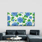 Blue Hydrangea Tile Pattern Wall Art Canvas Office Home Room Framed 120x60cm