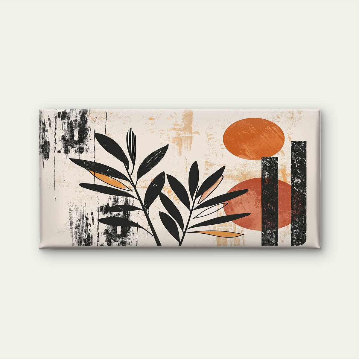 Modern Boho Leaf Terracotta Wall Art Canvas Office Home Room Framed 80x45cm