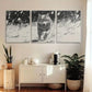 3pcs Running Wolf in Snow Black & White Metal Print Ready to Hang Art