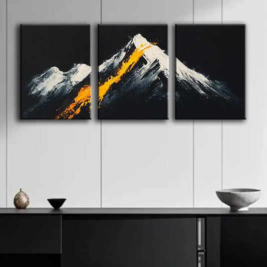 3pcs A painting of the top of a mountain Metal Print Ready to Hang Art