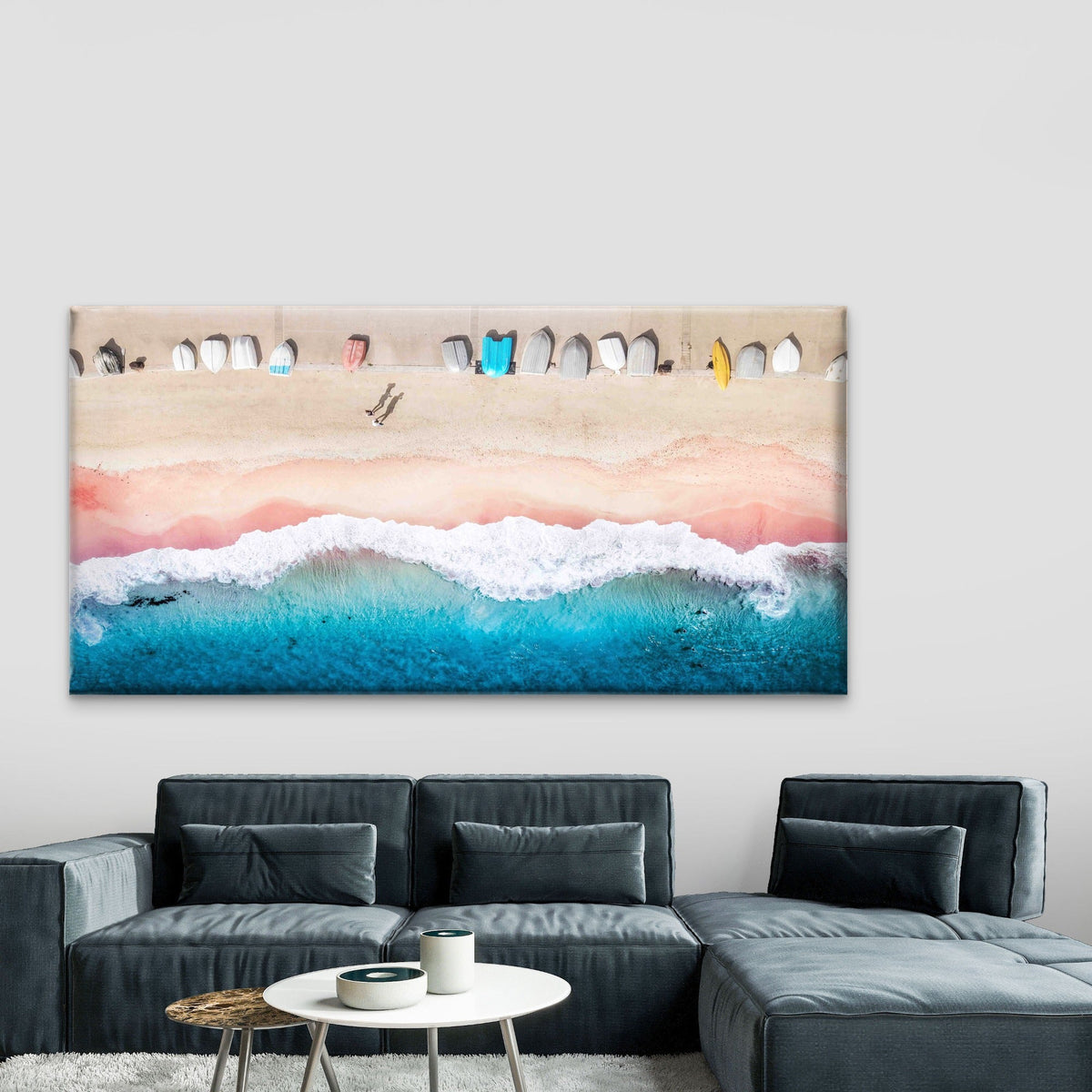 Aerial View of Beach Wall Art Canvas Office Home Room Framed 80x45cm