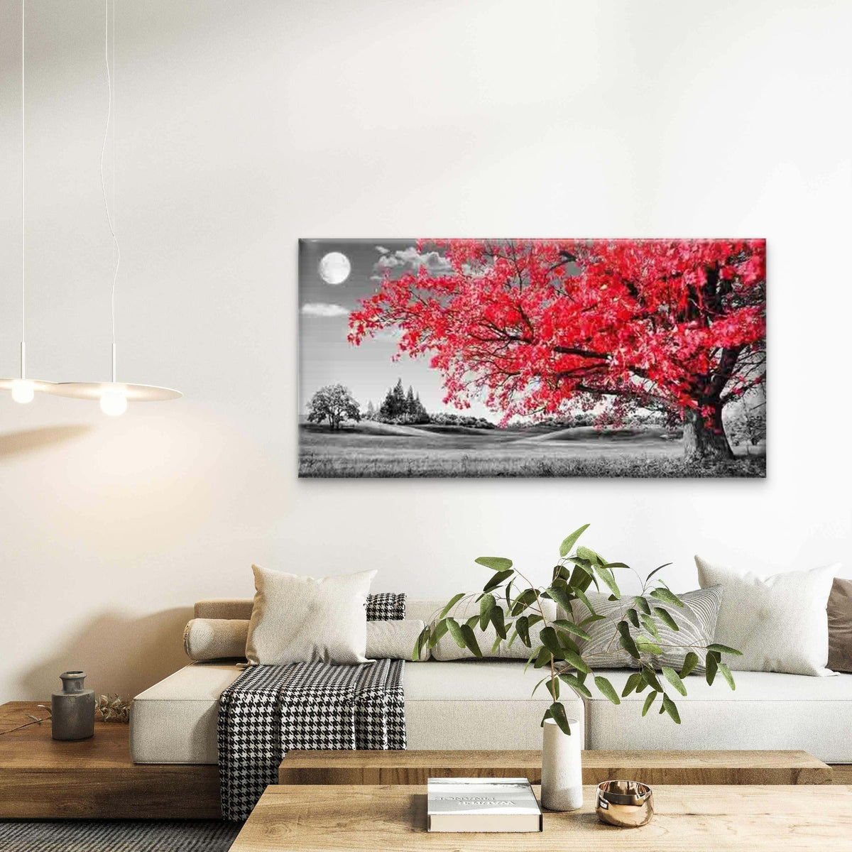 Autumn in Red Wall Art Canvas Office Home Room Framed 120x60cm