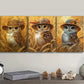 3pcs Featuring a yellow owl Metal Print Ready to Hang Art