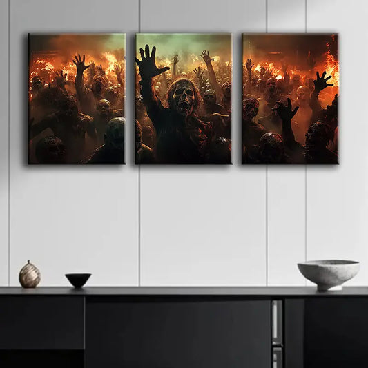 3pcs Zombie Apocalypse Metal Print Ready to Hang Art