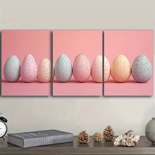 3pcs Easter eggs Metal Print Ready to Hang Art