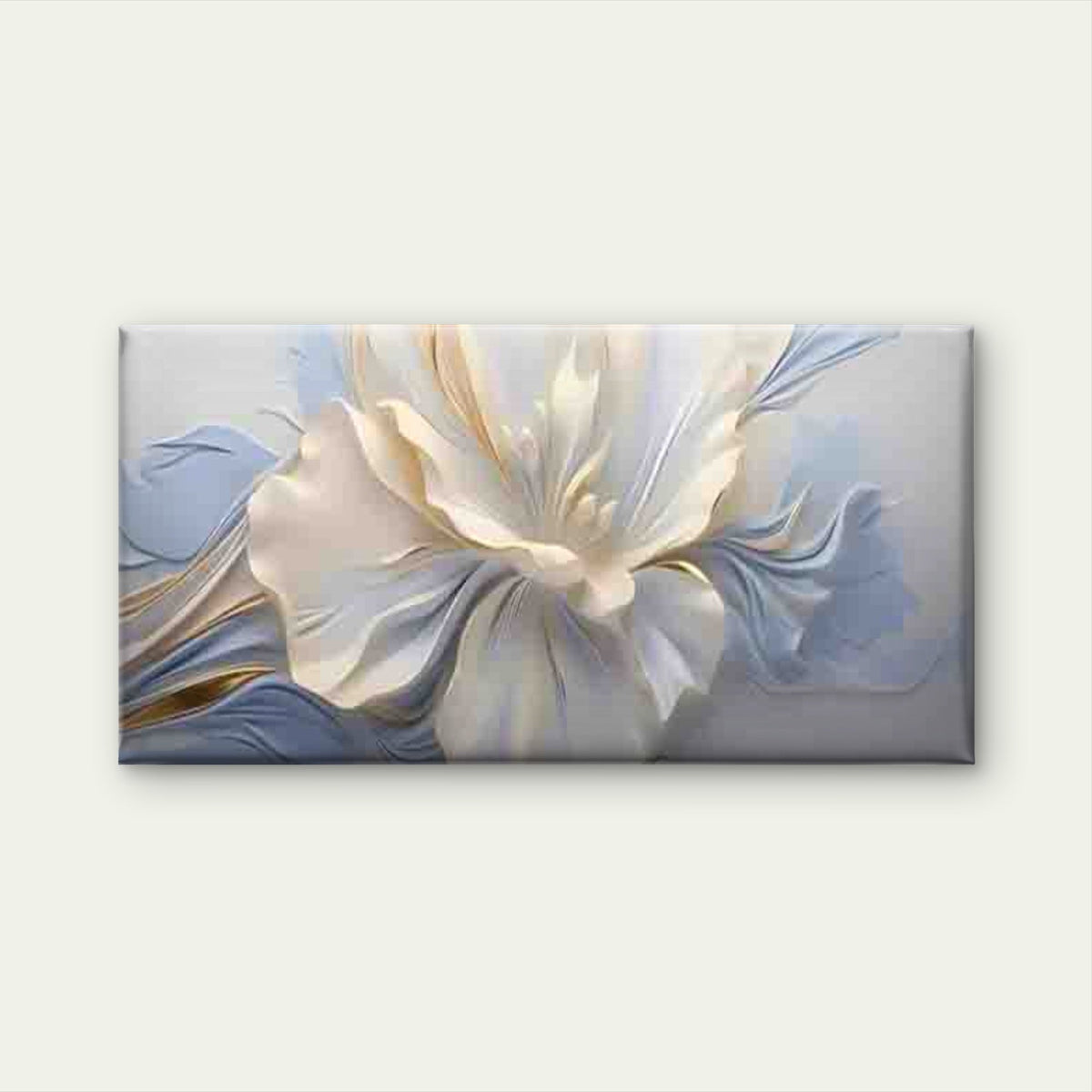 White Flower with Blue Accent Wall Art Canvas Office Home Room Framed 120x60cm