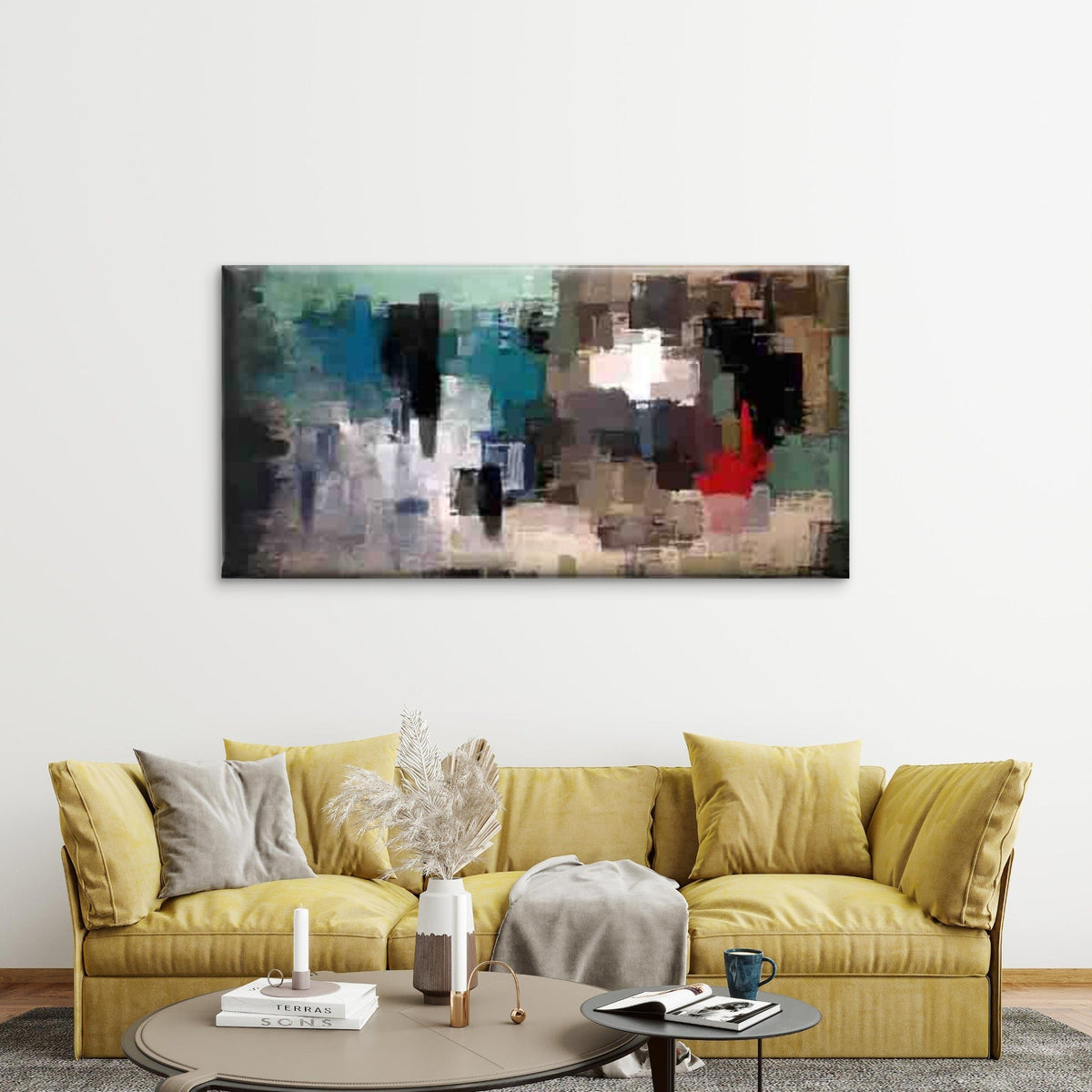 Abstract Design of Geometric Wall Art Canvas Office Home Room Framed 80x45cm