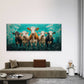 Featuring Cows in a Jungle Wall Art Canvas Office Home Room Framed 80x45cm