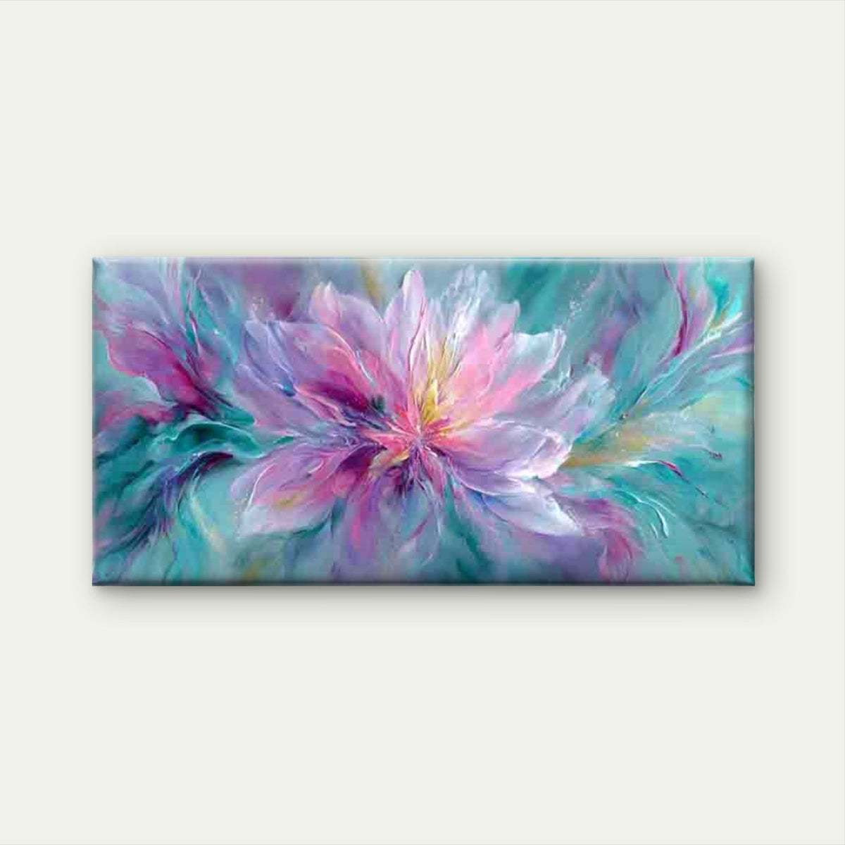 The Wild Turquoise Lotus Wall Art Canvas Office Home Room Framed 120x60cm
