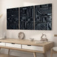 3pcs Dark Style Modern Fashion Abstract Art Geometric lines Wall Art Set Canvas Framed 40x60cm - High Quality Print 100% Australian Made Wall Canvas Ready to Hang