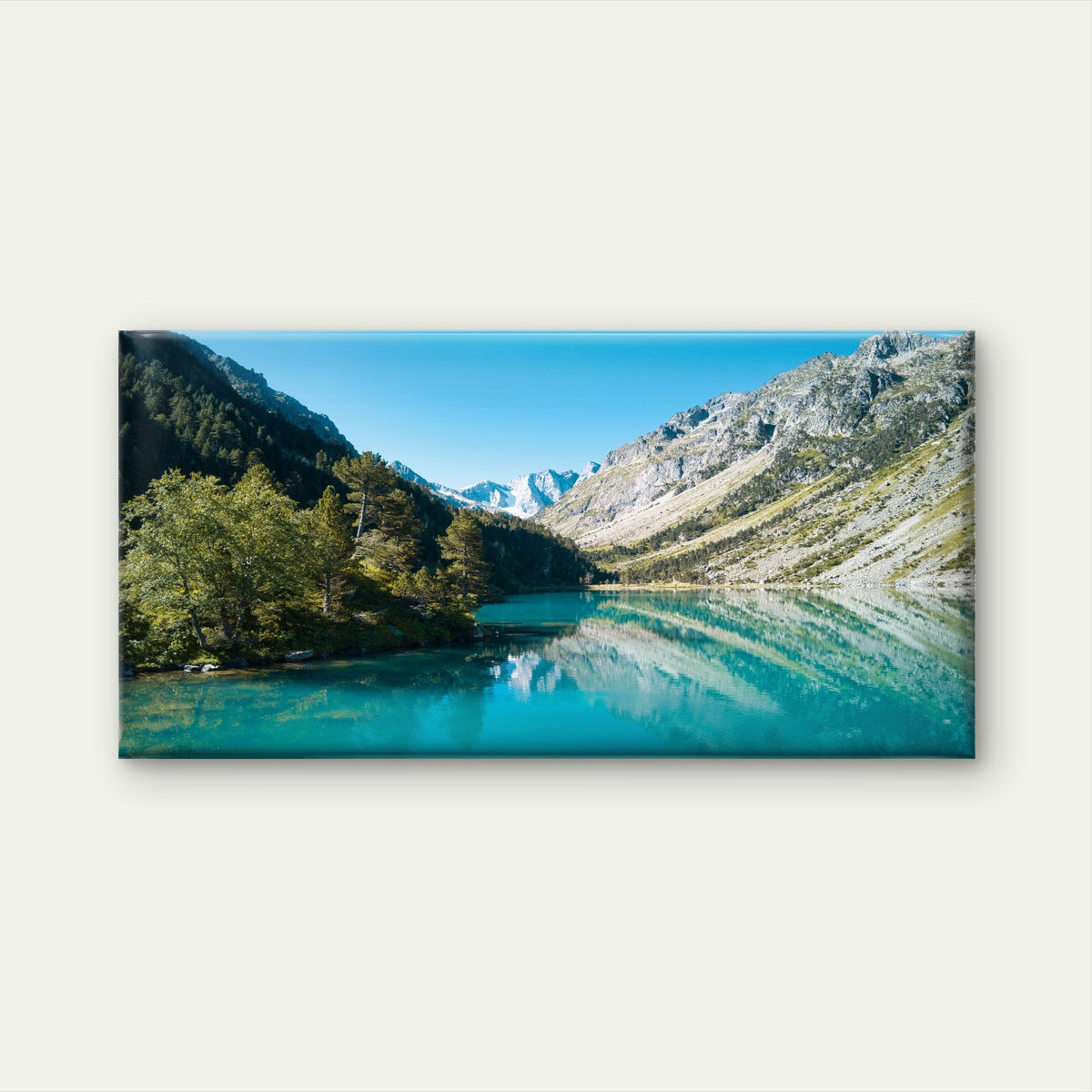 Idyllic French Pyrenees Lake Wall Art Canvas Office Home Room Framed 80x45cm