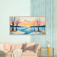 Winter Forest River Scene Wall Art Canvas Office Home Room Framed 120x60cm