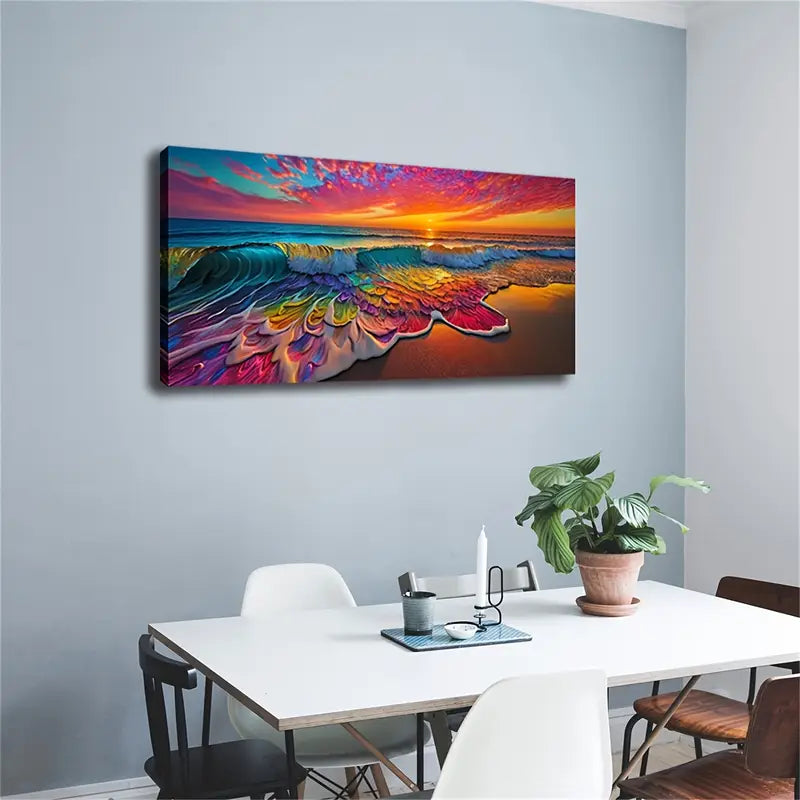 Seven Colors Light Under Sunset Wall Art Canvas Office Home Room Framed 120x60cm