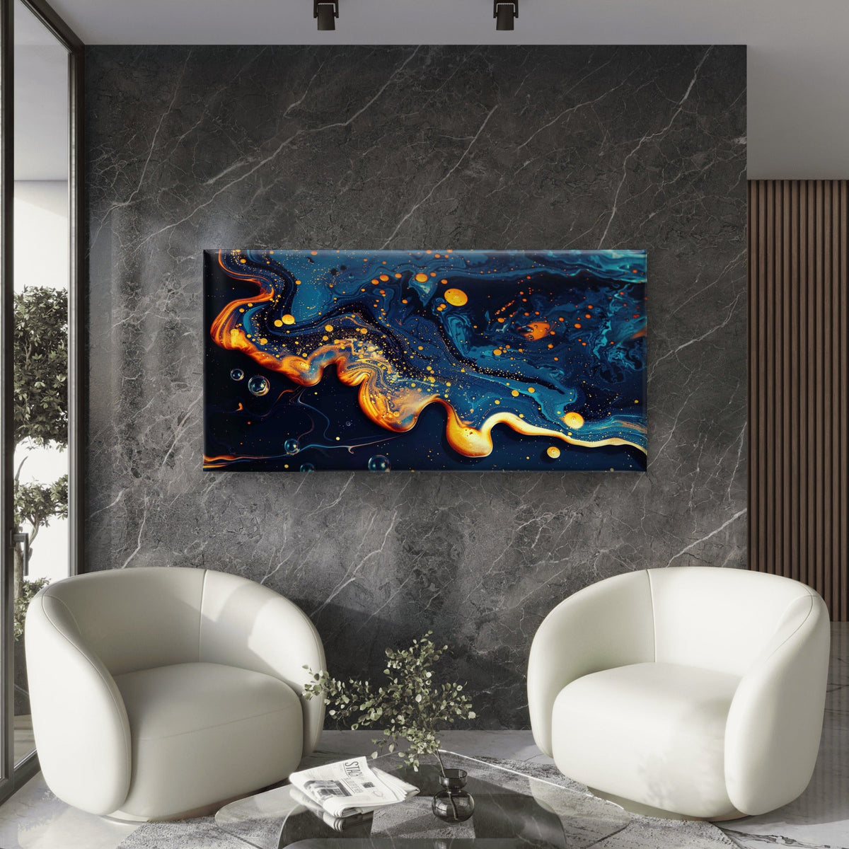 Abstract Liquid Art with Swirls Wall Art Canvas Office Home Room Framed 120x60cm