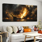 Burning Sailing Ship at Sea Wall Art wall canvas office home room framed 120x60cm