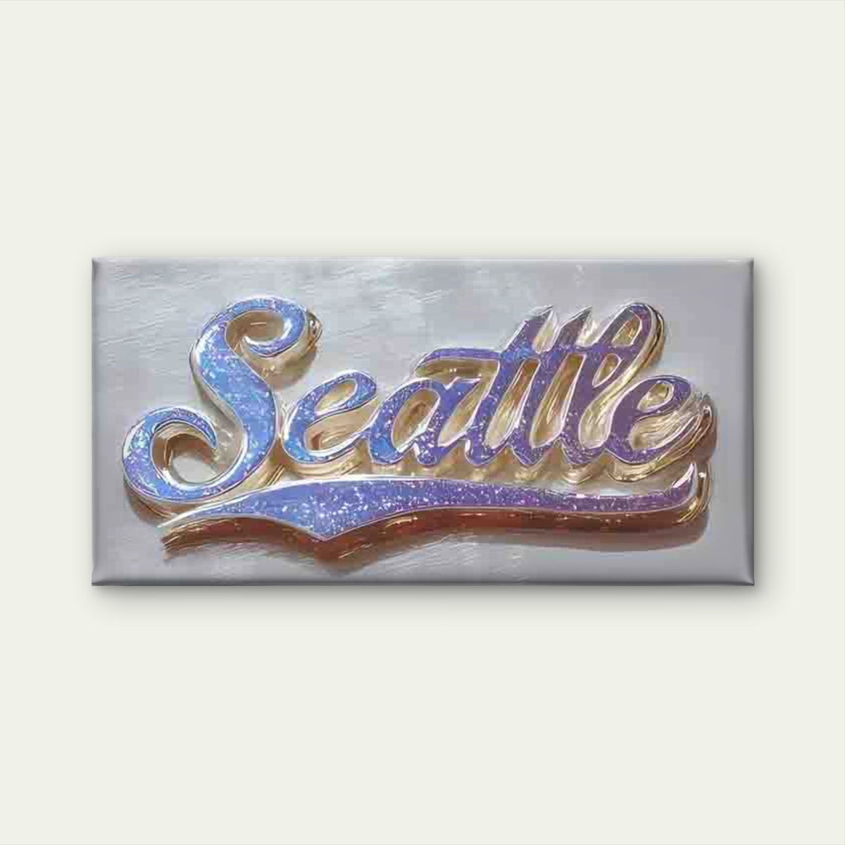 Glitter Seattle City Name Art Wall Art Canvas Office Home Room Framed 80x45cm