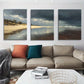 3pcs Stormy Beach Moody Sky Wet Sand & Gentle Waves Metal Print Ready to Hang Art