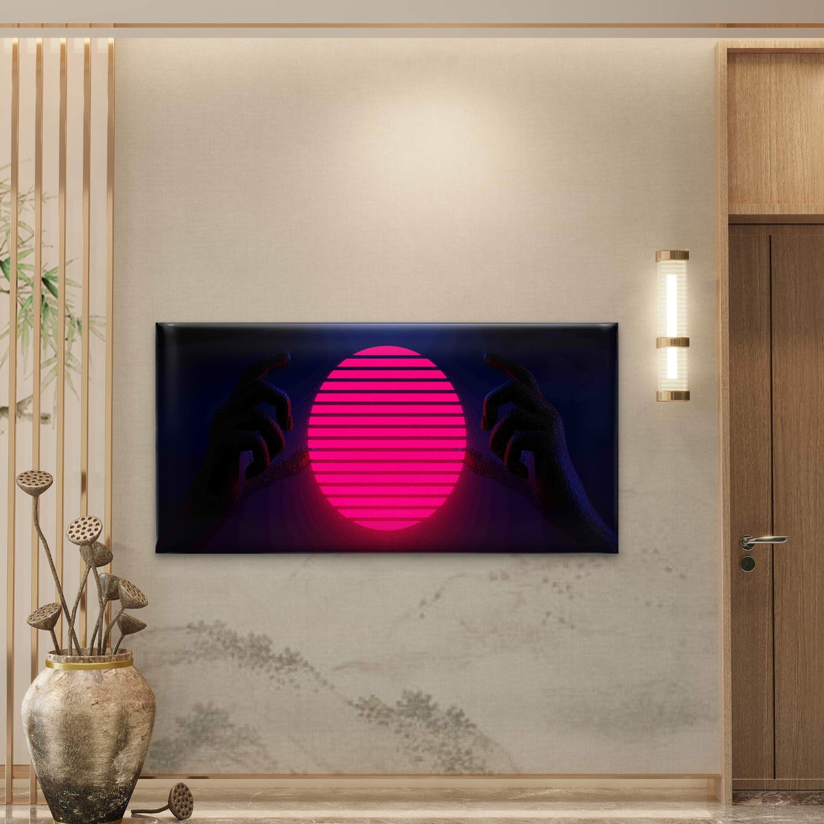 Futuristic Cyberpunk City Wall Art Canvas Office Home Room Framed 80x45cm