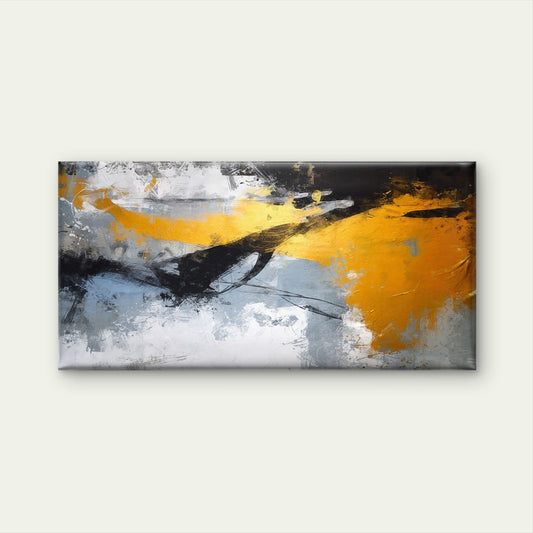 Abstract Gold Ochre Grey Black Wall Art Canvas Office Home Room Framed 80x45cm