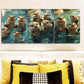 3pcs Playful Otters Metal Print Ready to Hang Art