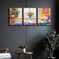 3pcs Bedroom with Window Illustration Metal Print Ready to Hang Art