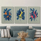 3pcs Watercolor Eucalyptus Botanical Vibrant Blue & Orange Metal Print Ready to Hang Art