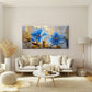 Modern Blue Blossom Painting Wall Art Canvas Office Home Framed 120x60cm