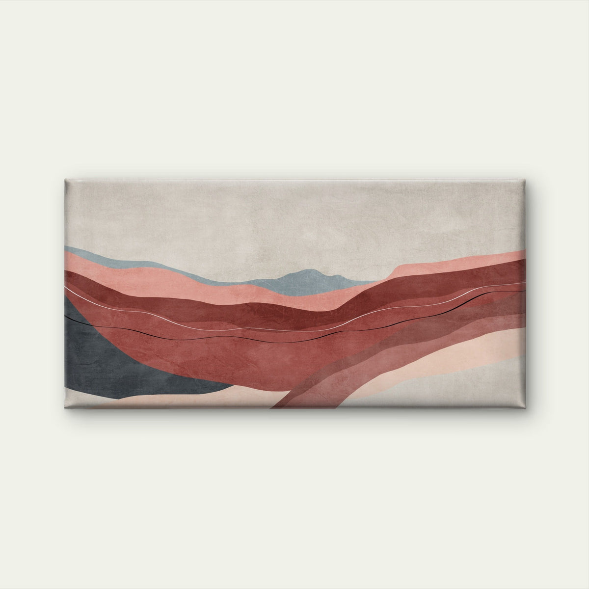 Modern Boho Terracotta Mountain Wall Art Canvas Office Home Framed 80x45cm