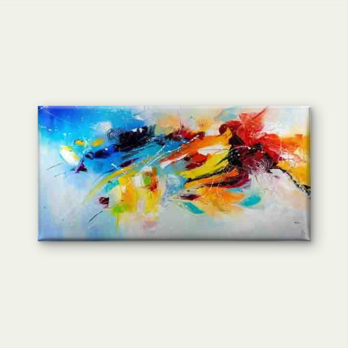 Vibrant Colorful Abstract Wall Art Canvas Office Home Room Framed 80x45cm