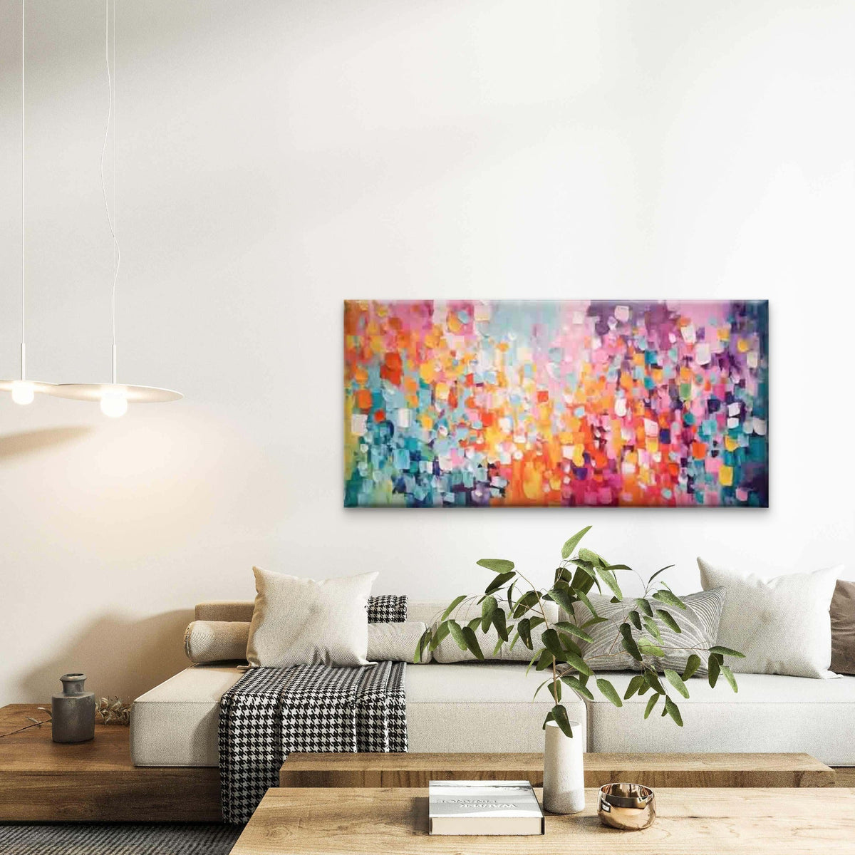 Abstract Colorful Shapes Wall Art Canvas Office Home Room Framed 120x60cm