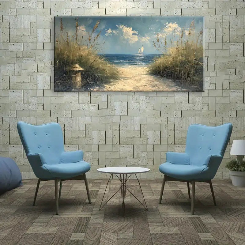 Serene White Sandy Beach Seaside Wall Art canvas office home room framed 120x60cm