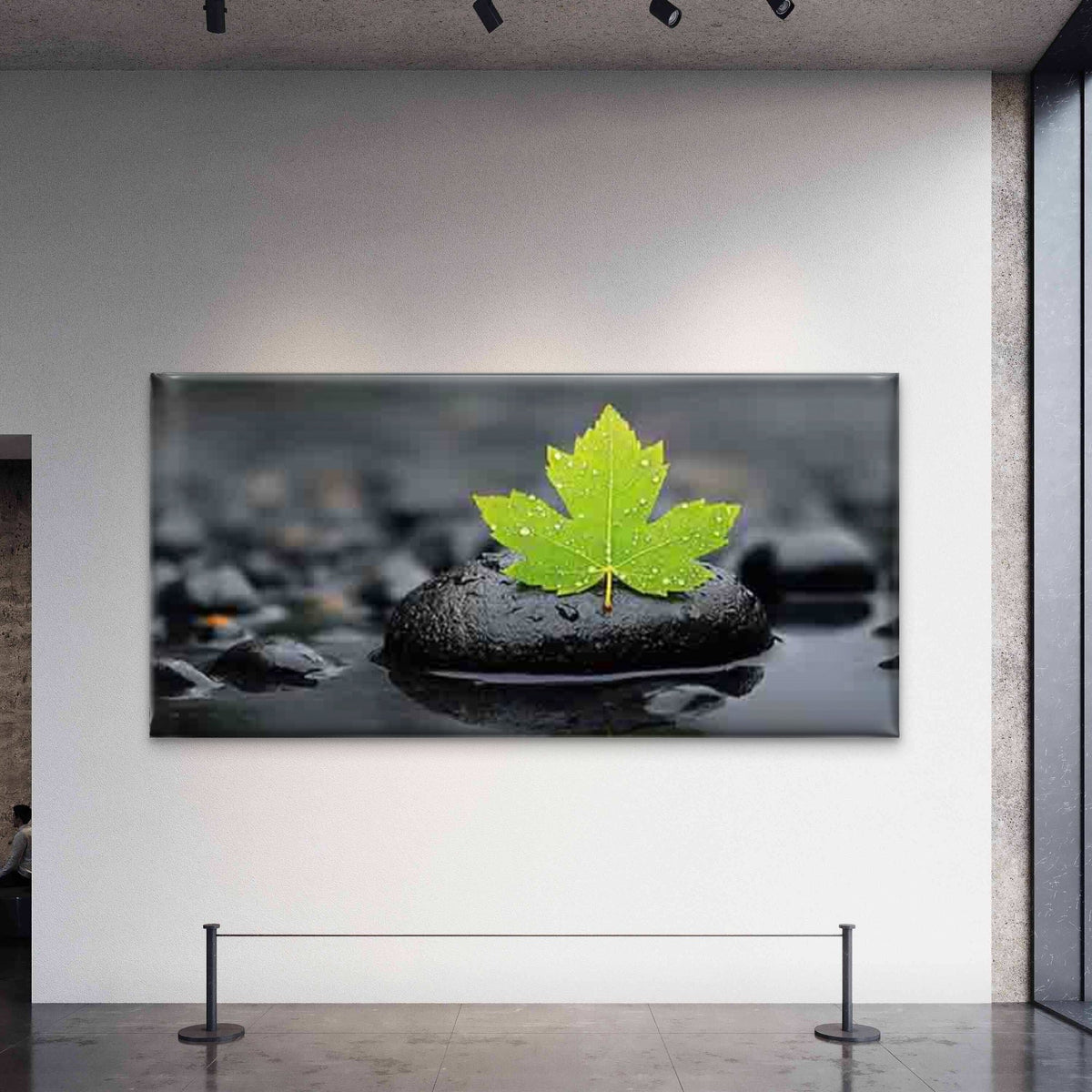 Fresh Green Leaf and Water Wall Art Canvas Office Home Room Framed 120x60cm