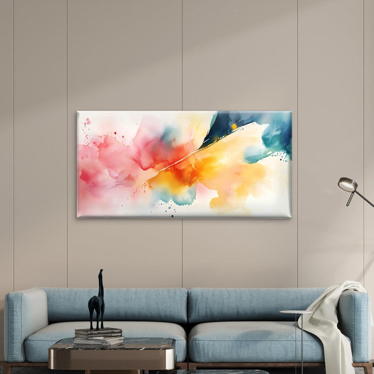 Abstract Watercolor Fusion Back Wall Art Canvas Office Home Room Framed 120x60cm
