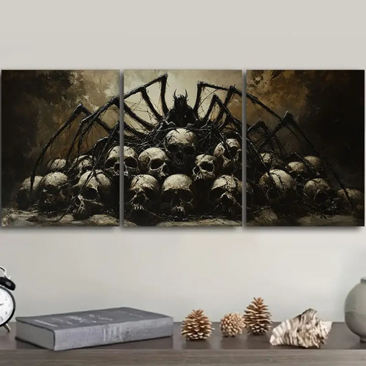 3pcs Spider and Bone Design Metal Print Ready to Hang Art