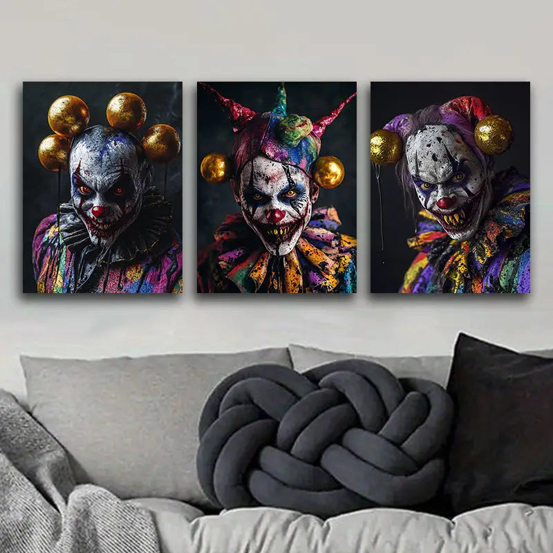 3pcs Evil Zombie Clown Metal Print Ready to Hang Art