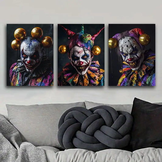 3pcs Evil Zombie Clown Metal Print Ready to Hang Art